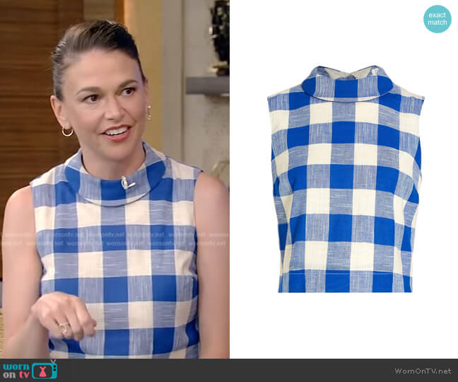 Veronica Beard Sylvana Check Cotton Blend Woven Top