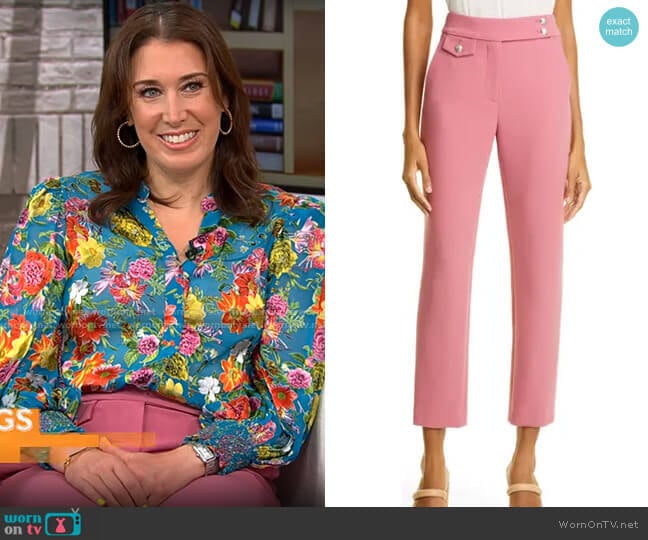 Veronica Beard Renzo Pants in Rose Wine worn by Sarah Gelman on CBS Mornings