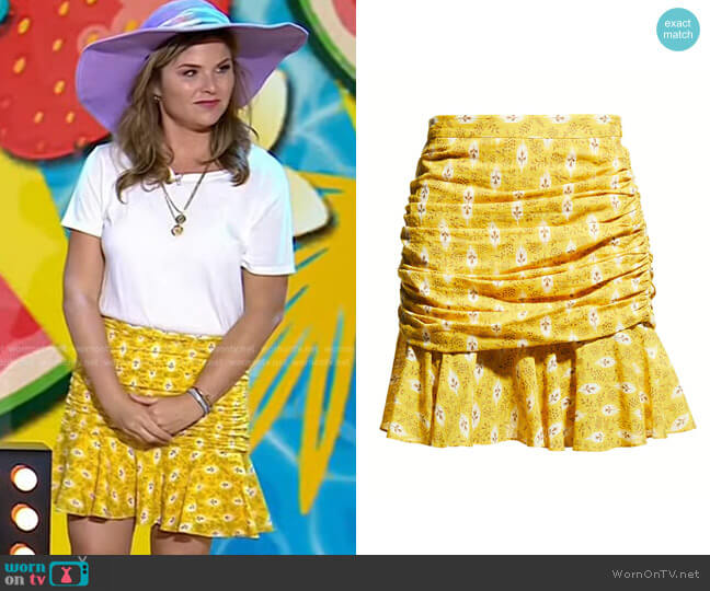 Veronica Beard Taras Ruffle Cotton & Silk Miniskirt worn by Jenna Bush Hager on Today