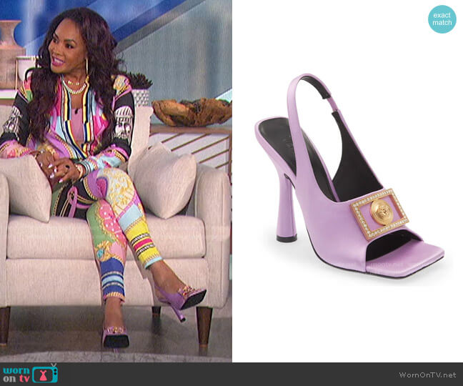 Versace Frame Slingback Sandal in Liatris-Versace Gold
