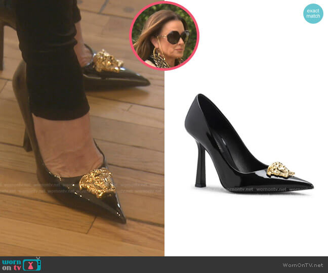 Versace La Medusa 105mm Stiletto Pumps worn by Kyle Richards on The Real Housewives of Beverly Hills