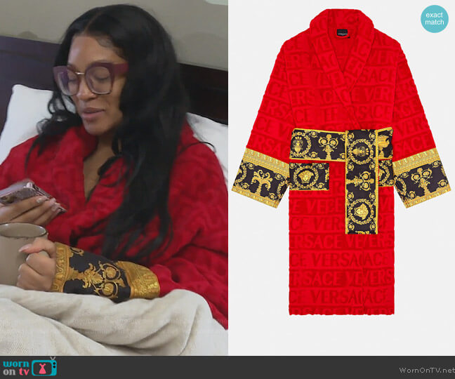 Versace I Love Baroque Bathrobe worn by Drew Sidora on The Real Housewives of Atlanta