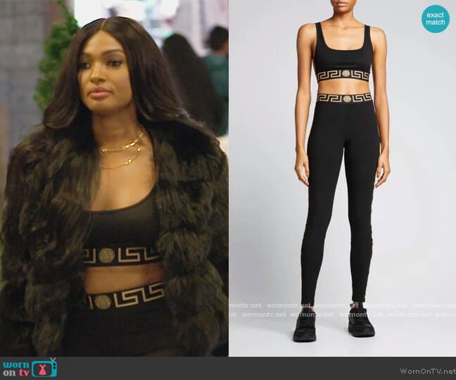 Versace Greca Border Cotton Sports Bra worn by Lesa Milan (Lesa Milan) on The Real Housewives of Dubai