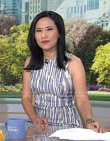 Vicky’s sleeveless print tweed dress on Today