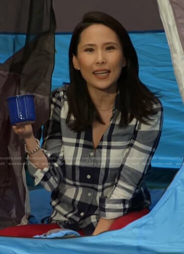Vicky’s navy plaid button down shirt on Today