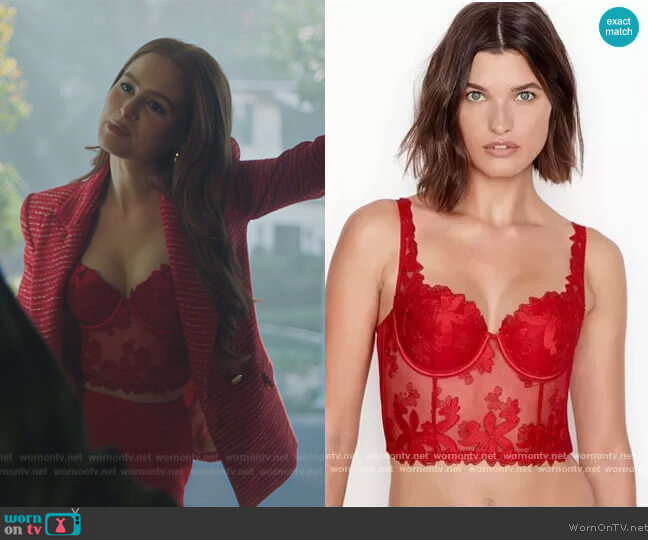 Victoria's Secret Floral Lace Bustier worn by Cheryl Blossom (Madelaine Petsch) on Riverdale