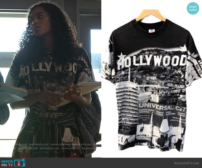 Vintage Hollywood Hills T-shirt worn by Tabitha 'Tabby' Hayworth (Chandler Kinney) on Pretty Little Liars Original Sin