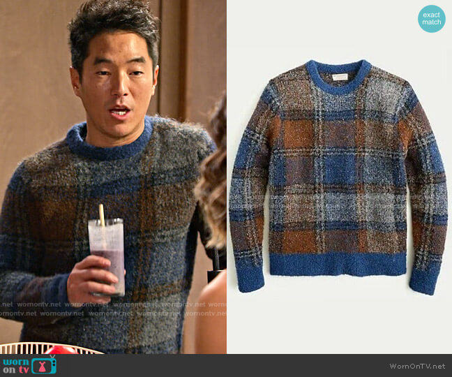 Wallace & Barnes Brushed Check Sweater worn by Dave (Leonardo Nam) on Maggie