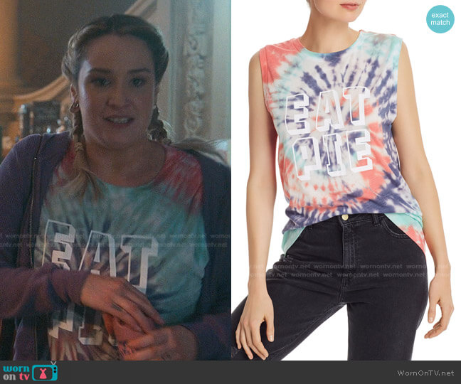 Wildfox Eat Pie Tie-Dye Vintage Muscle Tank worn by Davia (Emma Hunton) on Good Trouble