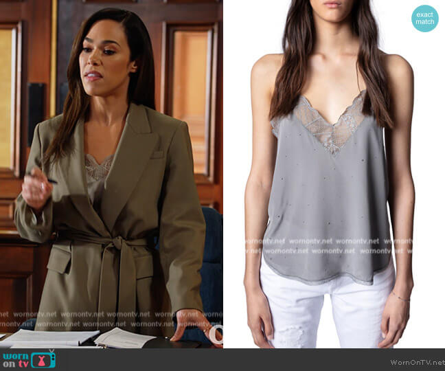 Zadig and Voltaire Christy Strass Camisole worn by Emily Lopez (Jessica Camacho) on All Rise