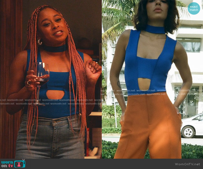 Zara Cut Out Choker Knit Bodysuit worn by Phoebe (Phoebe Robinson) on Everythings Trash