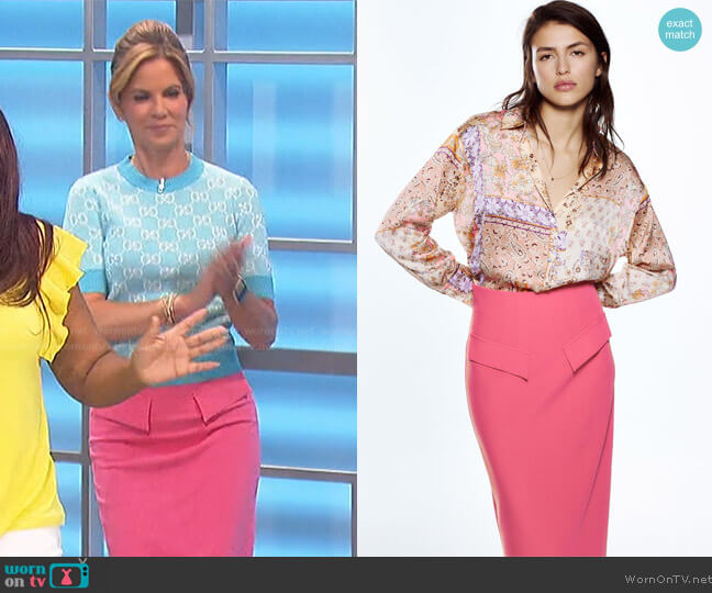Zara Flap Detail Pencil Skirt worn by Natalie Morales on The Talk