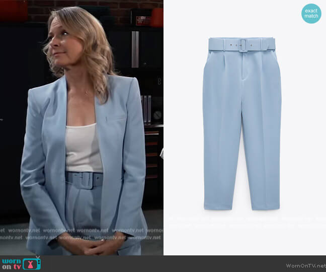 Zara High Waisted Belted Pants worn by Gladys Corbin (Bonnie Burroughs) on General Hospital