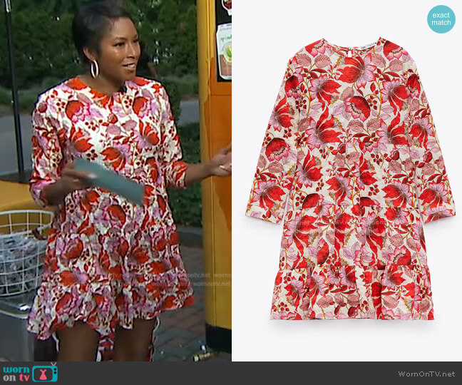 Zara Floral Print Dress worn by Alicia Quarles on Good Morning America