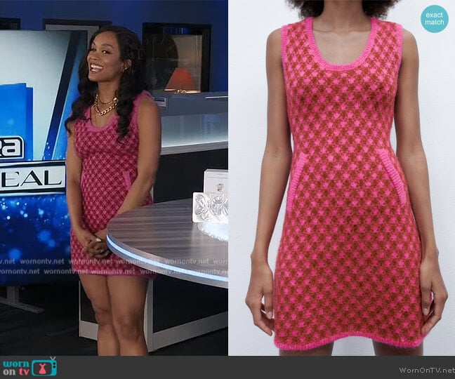 Zara Plaid Knit Dress worn by Rachel Lindsay on Extra