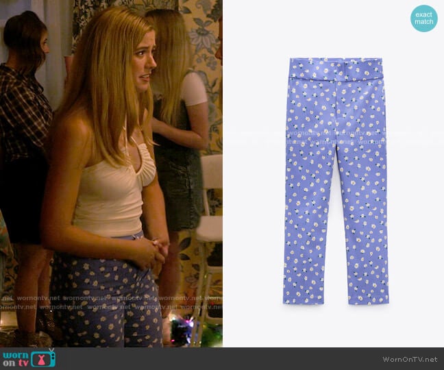 Zara Printed Capri Pants worn by Kelly Beasley (Mallory Bechtel) on Pretty Little Liars Original Sin