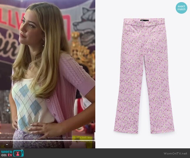 Zara Printed Mini Flare Pants worn by Karen Beasley (Mallory Bechtel) on Pretty Little Liars Original Sin
