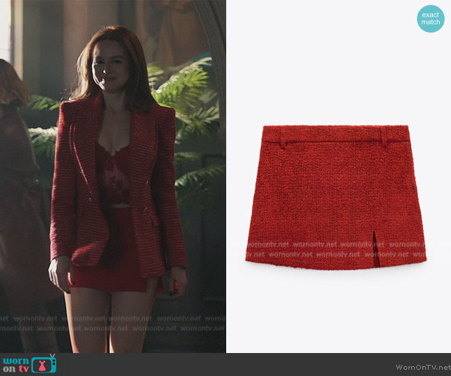 Zara Textured Skirt worn by Cheryl Blossom (Madelaine Petsch) on Riverdale