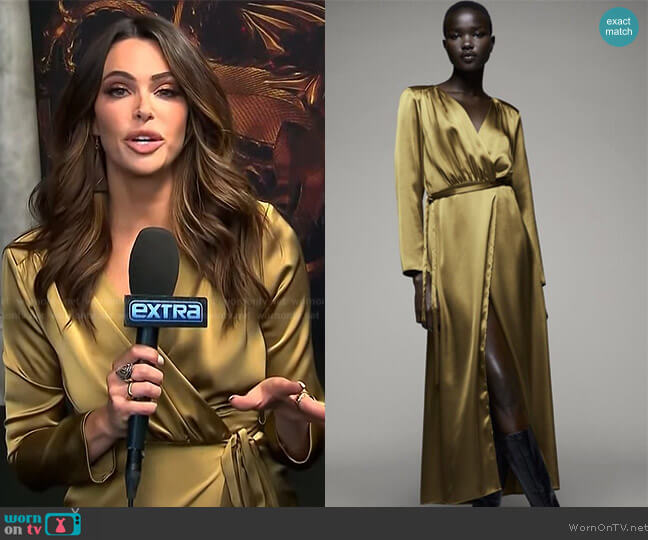 Zara Satin Effect Shoulder Pad Dress worn by Jennifer Lahmer on Extra