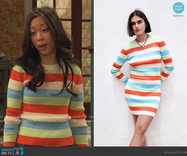 Zara Stripe Ribbed Sweater worn by Ivy (Emmy Liu-Wang) on Ravens Home