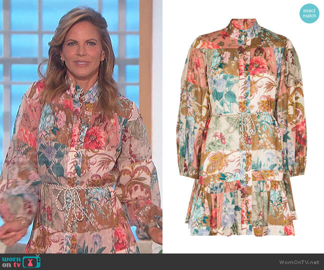 Zimmermann Cassia Patchwork-Design Dress worn by Natalie Morales on The Talk