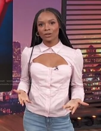 Zuri’s pink cutout shirt on Access Hollywood