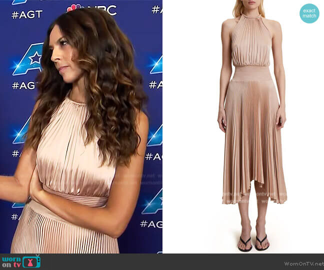 A.L.C. Renzo II Asymmetric Pleated Midi-Dress worn by Terri Seymour on Extra