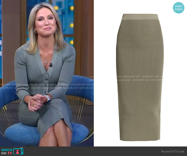 Anine Bing Julian Rib Skirt worn by Amy Robach on Good Morning America