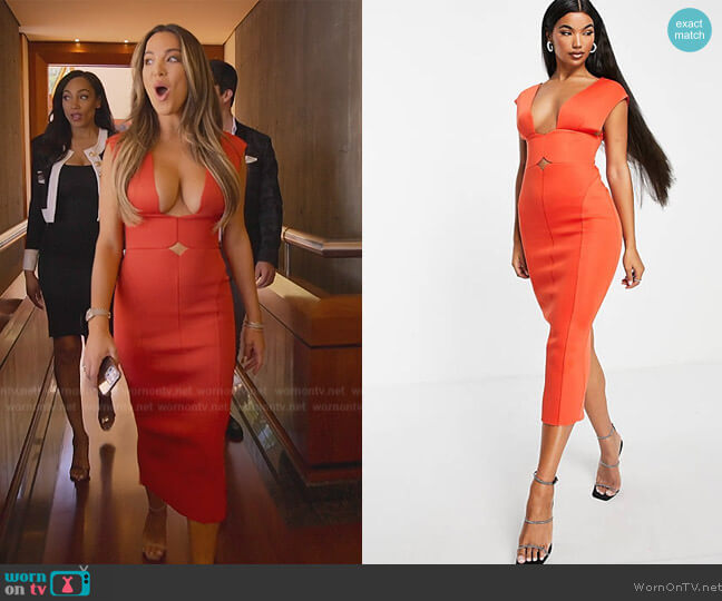 ASOS Plunge neck cut out Midi Pencil Dress worn by Alex Halll (Alex Hall) on Selling the OC