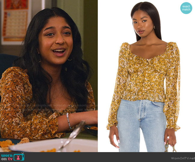 ASTR the Label Concord Top worn by Devi Vishwakumar (Maitreyi Ramakrishnan) on Never Have I Ever
