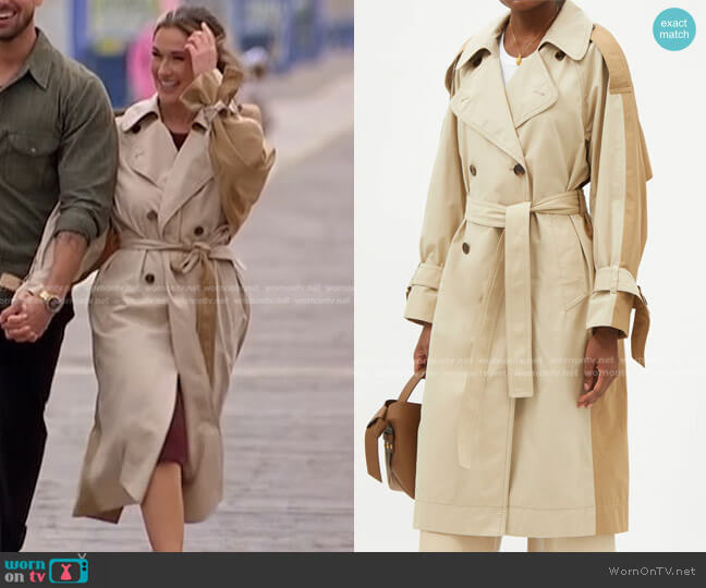Acne Studios Odande Two-Tone Cotton Trench Coat worn by Rachel Recchia on The Bachelorette