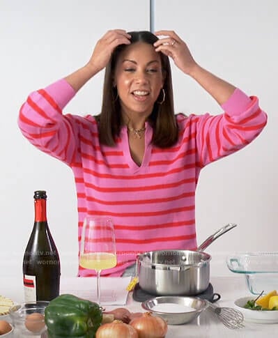 Adrienne Cheatham’s pink striped sweater on Selena + Chef