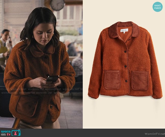 Alex Mill Sherpa Fleece Jacket worn by Mabel Mora (Selena Gomez) on Only Murders in the Building
