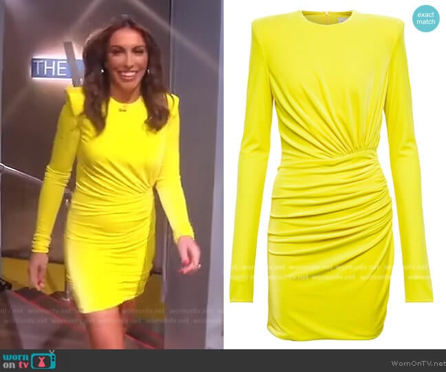 Alexandre Vauthier Ruched velvet minidress worn by Alyssa Farah Griffin on The View