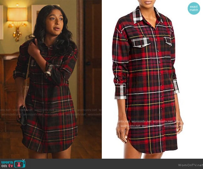 Alice and Olivia Hallie Shirt Dress worn by Devi Vishwakumar (Maitreyi Ramakrishnan) on Never Have I Ever