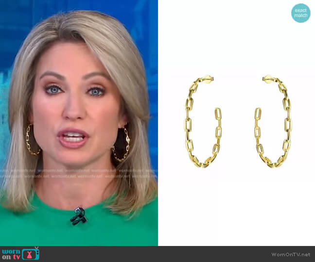 Accessory Concierge Anchor Chain Hoops worn by Amy Robach on Good Morning America