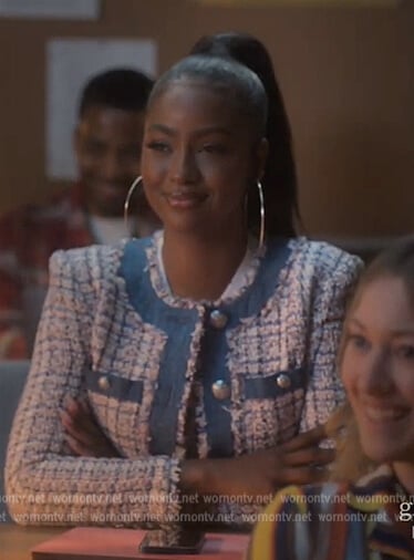 Annika’s blue tweed jacket on Grown-ish