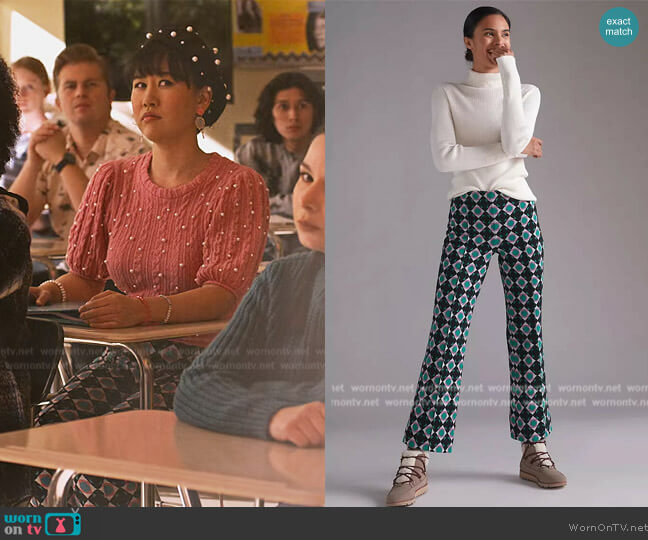 Anthropologie Maeve Kick Flare Pants worn by Eleanor Wong (Ramona Young) on Never Have I Ever