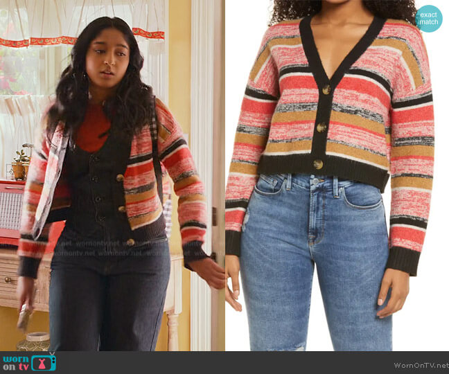 BP. Crop Cardigan worn by Devi Vishwakumar (Maitreyi Ramakrishnan) on Never Have I Ever