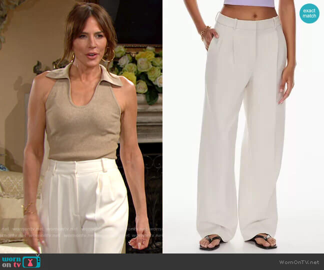 Babaton Pleated Pants in Bone worn by Taylor Hayes (Krista Allen) on The Bold and the Beautiful
