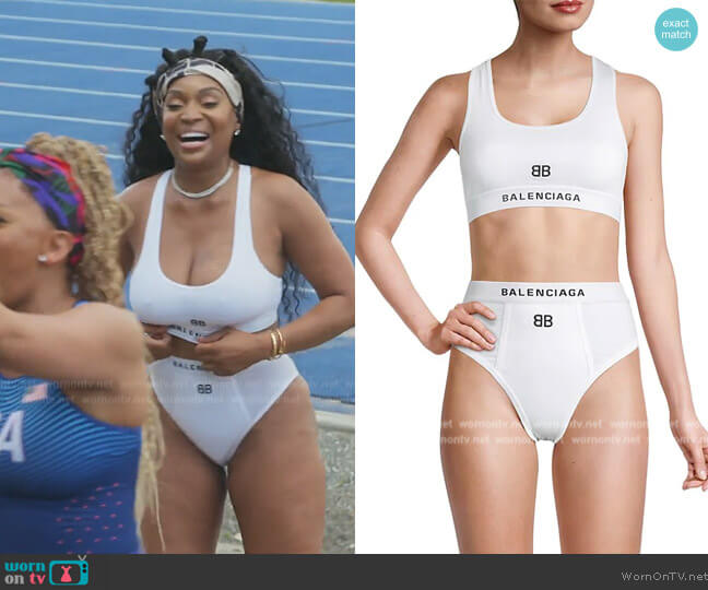 Balenciaga Logo-Embroidered Sports Bra worn by Marlo Hampton on The Real Housewives of Atlanta