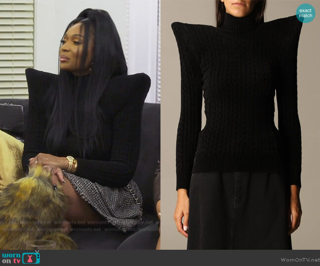 Balenciaga Pullover with Pagoda Shoulders worn by Marlo Hampton on The Real Housewives of Atlanta
