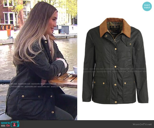 Barbour Lightweight Acorn Wax Jacket worn by Rachel Recchia on The Bachelorette