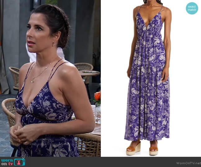 Ba&sh Udalie Tie Back Maxi Dress worn by Sam McCall (Kelly Monaco) on General Hospital