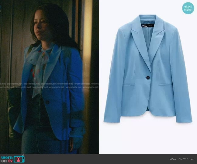 Zara Basic Blazer in Blue worn by Mariana Foster (Cierra Ramirez) on Good Trouble