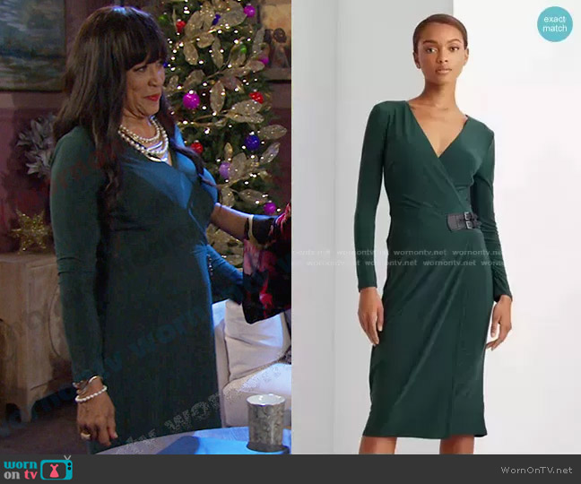 Lauren Ralph Lauren Buckled Jersey Dress worn by Paulina Price (Jackée Harry) on Days of our Lives