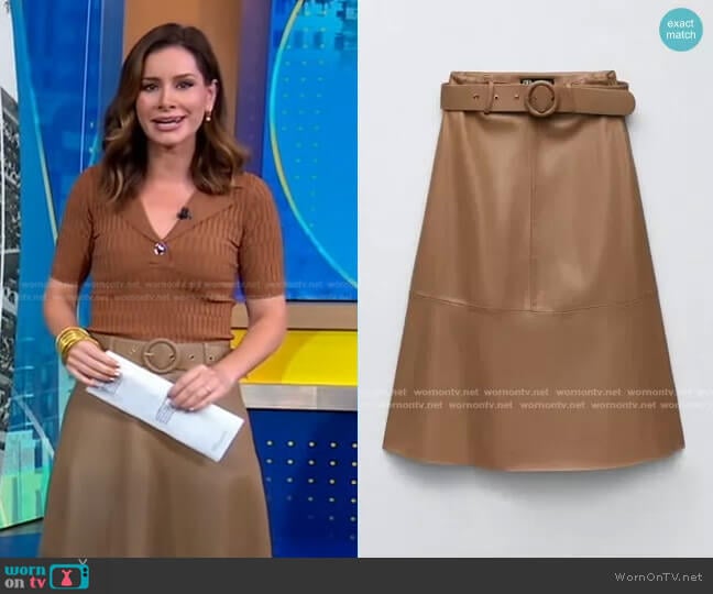 Zara Cape Skirt with Belt worn by Rebecca Jarvis on Good Morning America