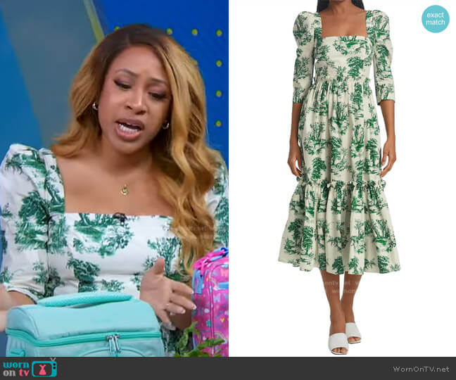 Cara Cara Blue Hill Tiered Midi-Dress worn by Mattie James on Good Morning America