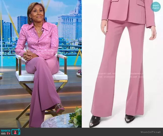 Michael Kors Charlie Stretch Pebble Crepe Flared Pants worn by Robin Roberts on Good Morning America