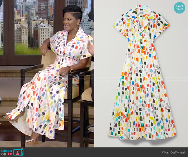 Christopher John Rogers Marker Test Cotton-Poplin Maxi Shirt Dress worn by Tamron Hall on Live with Kelly and Mark